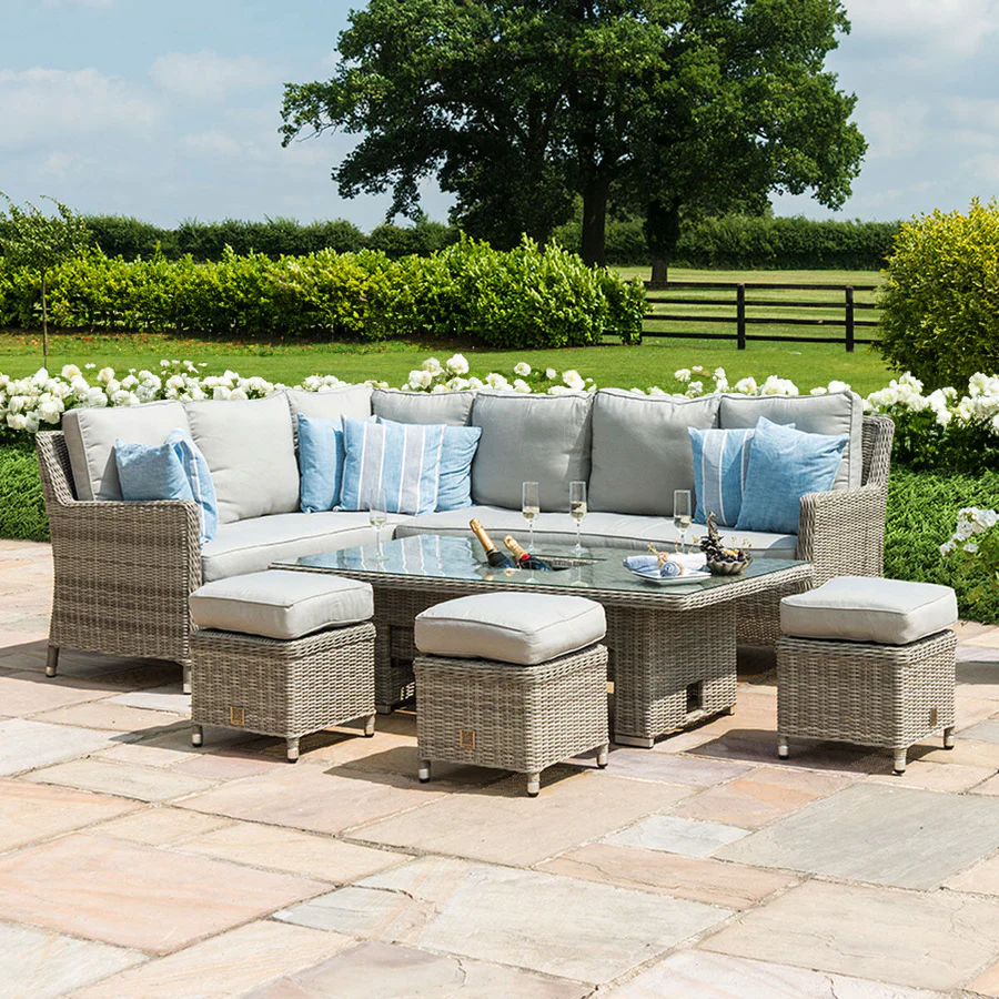 The Oxford Corner Dining Set with Rising Table, Ice Bucket