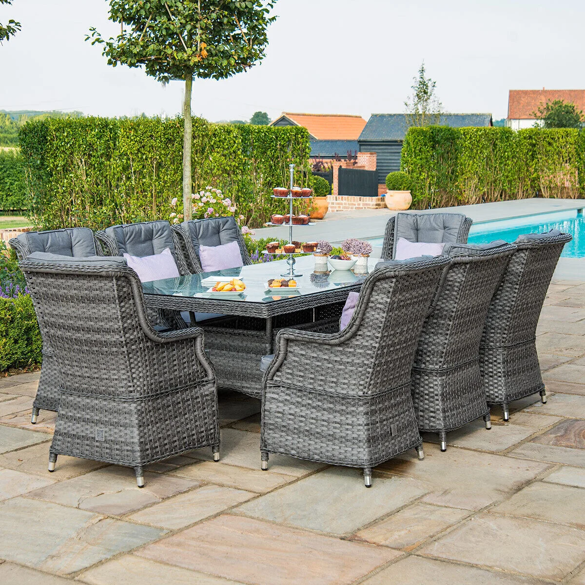 Victoria 8 Seat Rectangular Rattan Dining Set