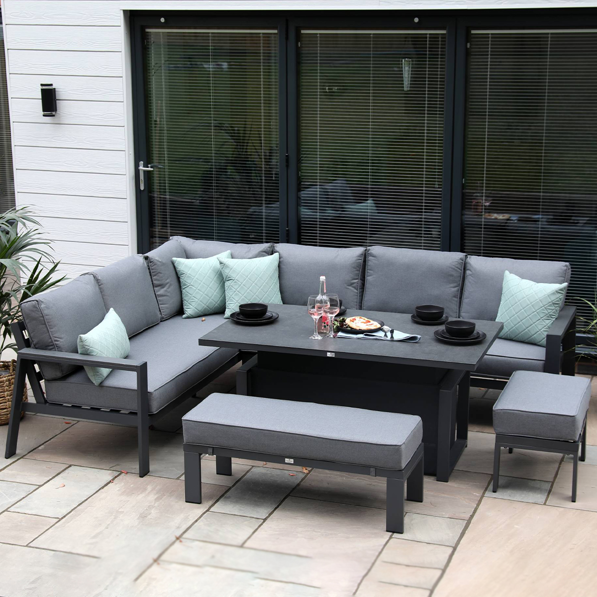 Supremo Melbury Dark Grey Corner Modular with Static Table